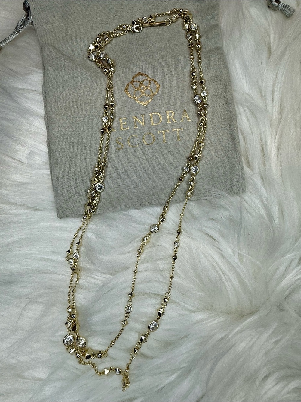 Kendra Scott Gold Crystal Long Station Necklace